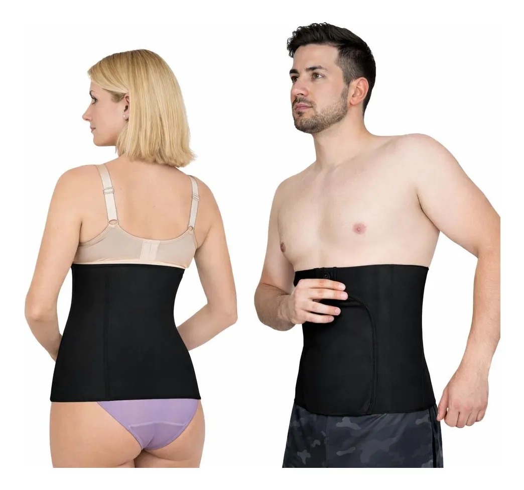 Faja postoperatoria abdominal unisex negra