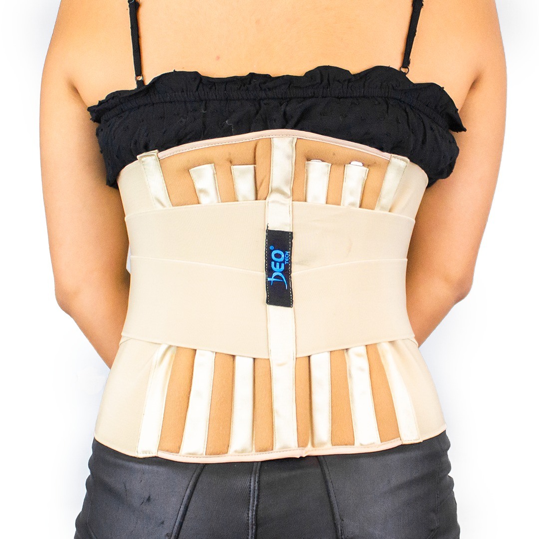Faja sacrolumbar adulto beige con 4 varillas maleables